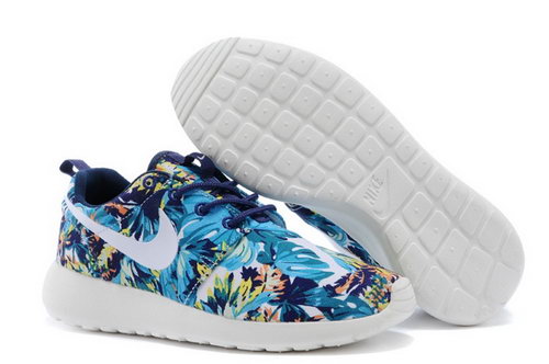 Nike Roshe Run Mens Shoes Olympic Blue Floral Factory